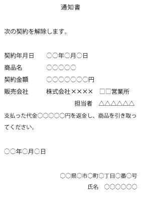 株式会社Gワークスに出すクーリングオフ通知書の書き方例