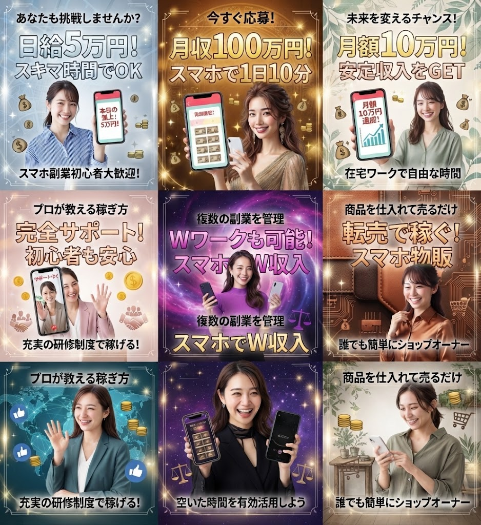 株式会社smileのちょこスマから案内される怪しい広告画像のイメージ